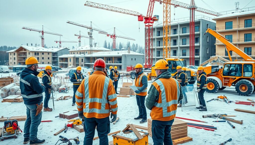 najlepiej płatne zawody budowlane, praca budowlana w Niemczech, zima Niemcy